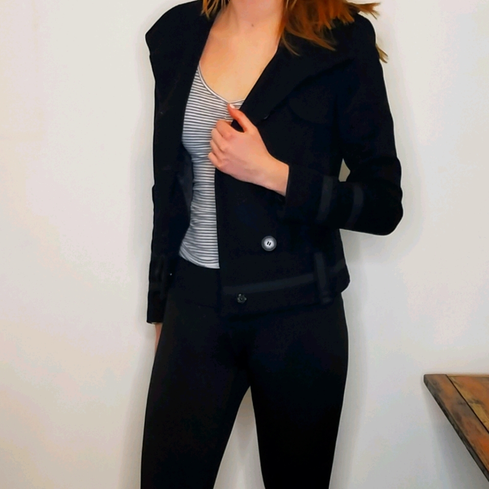 Atos Lombardini Wool Jacket Black Italian Buttons